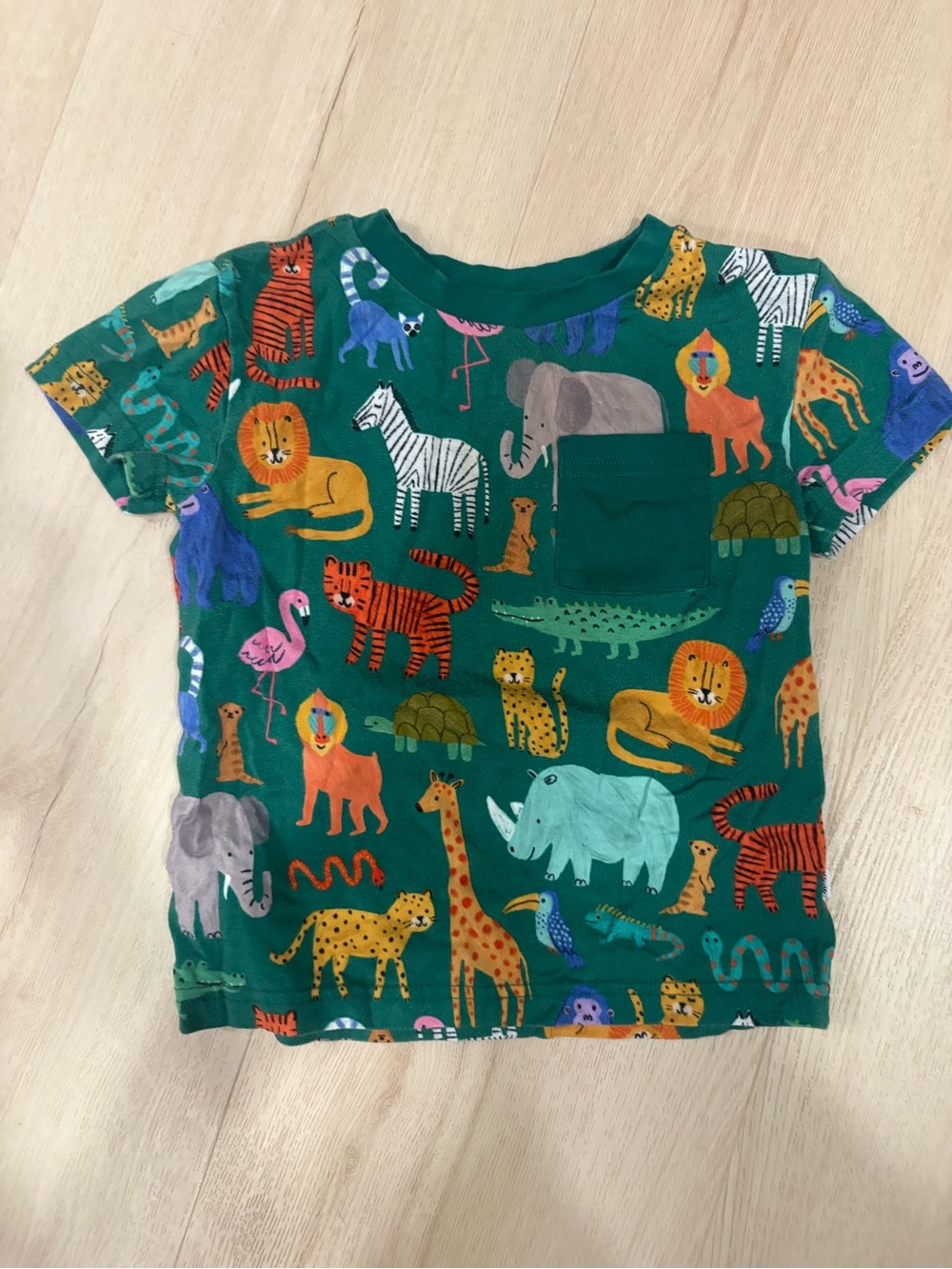 Little Sleepies Green Short-Sleeve Animal Pocket Tee